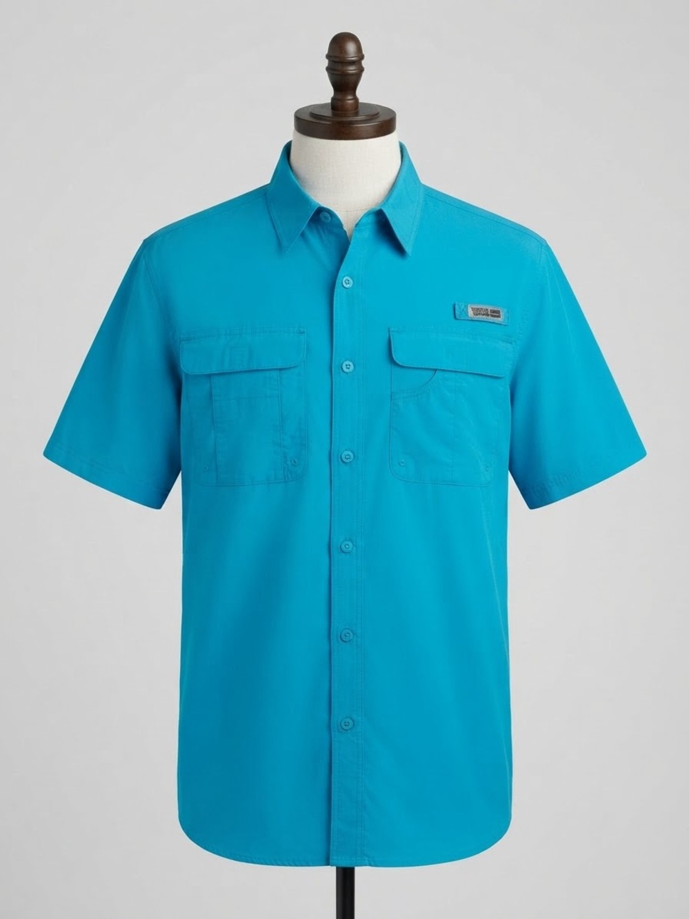 World Wide Sportsman Men’s Short Sleeve Vented Button-Down Shirt - Blue
